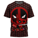 Pikachu Deadpool Mashup Tee, Black Red Full Print
