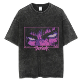 Herren-Streetwear-T-Shirt Retro Vintage Washed Anime Graphic