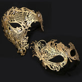 Black & Gold Skull Masquerade Mask | Rhinestone Half Face Mask Halloween Masks - The Eezee Shop