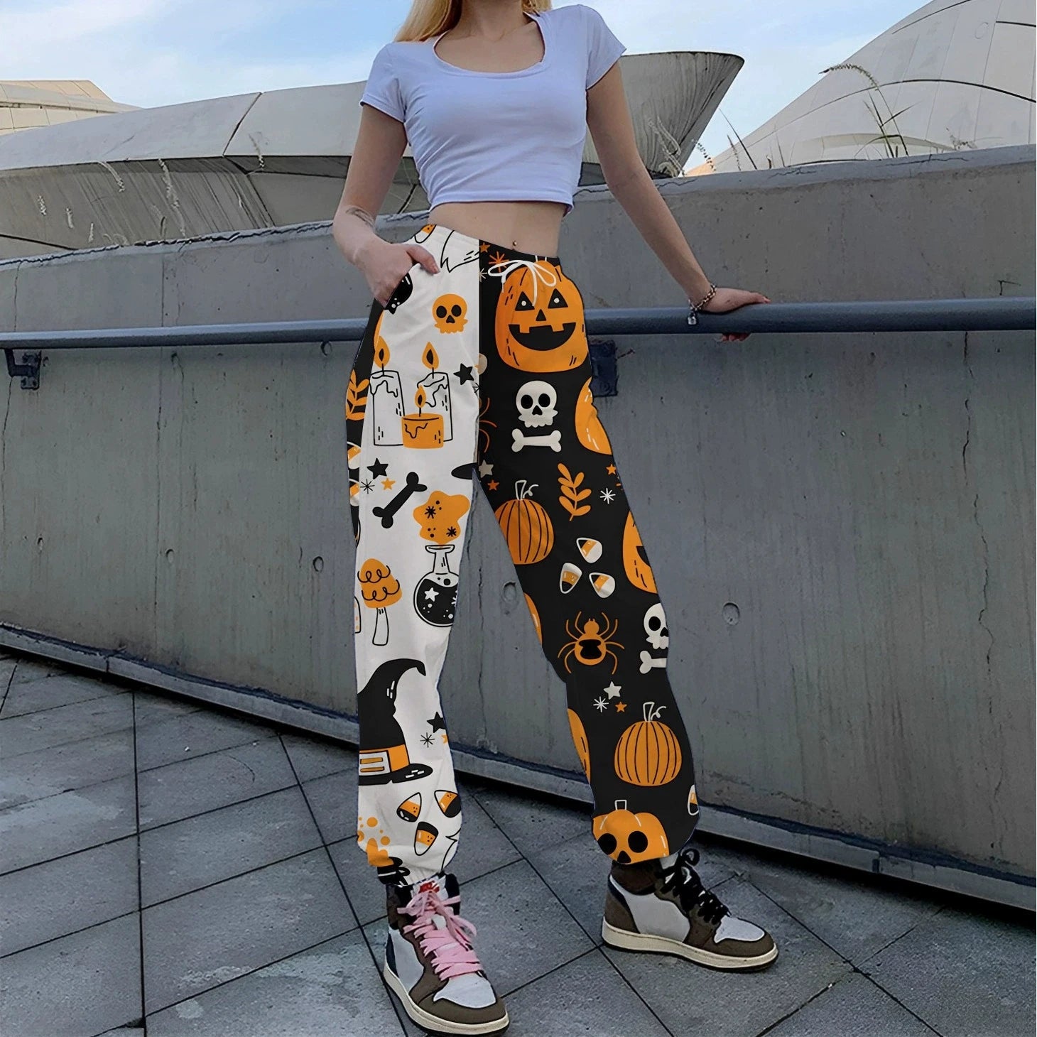 Women's Halloween Print Sweatpants | Loose Wide-Leg Pants Joggers & Pants - The Eezee Shop