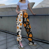 Women's Halloween Print Sweatpants | Loose Wide-Leg Pants Joggers & Pants - The Eezee Shop