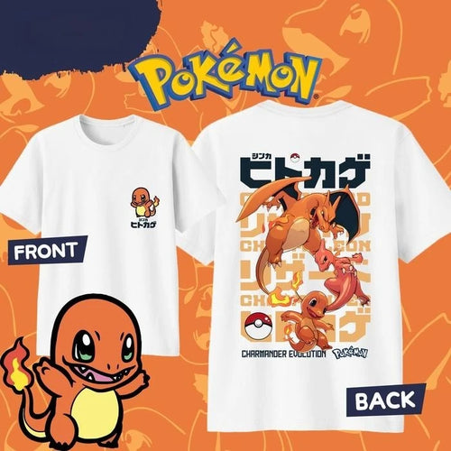 2026 Summer Pokémon Anime CHARMANDER 100% Pure Cotton Printed T-shirt Anime Tshirts - The Eezee Shop