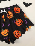 Pumpkin Print Cami & Shorts Pajama Set | Women's Halloween Sleepwear Pajamas & Loungewear - The Eezee Shop