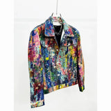 Y2K Graffiti Print Denim Jacket | Unisex Loose Streetwear Jackets - The Eezee Shop