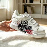 Michael Myers Platform Skate Shoes | White Horror Graphic Sneakers Shoes - The Eezee Shop