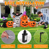 8ft Pumpkin Black Cat Tombstone Inflatable | LED Yard Decor Outdoor Halloween Decorations - The Eezee Shop