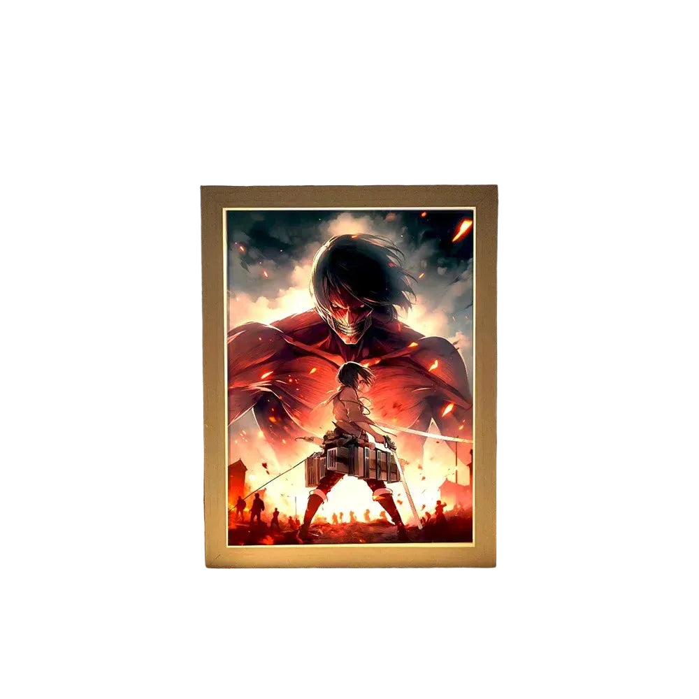 Attack on Titan LED Light Painting Frame Anime Wall Decor for Gaming Setup Anime Lamps - The Eezee Shop