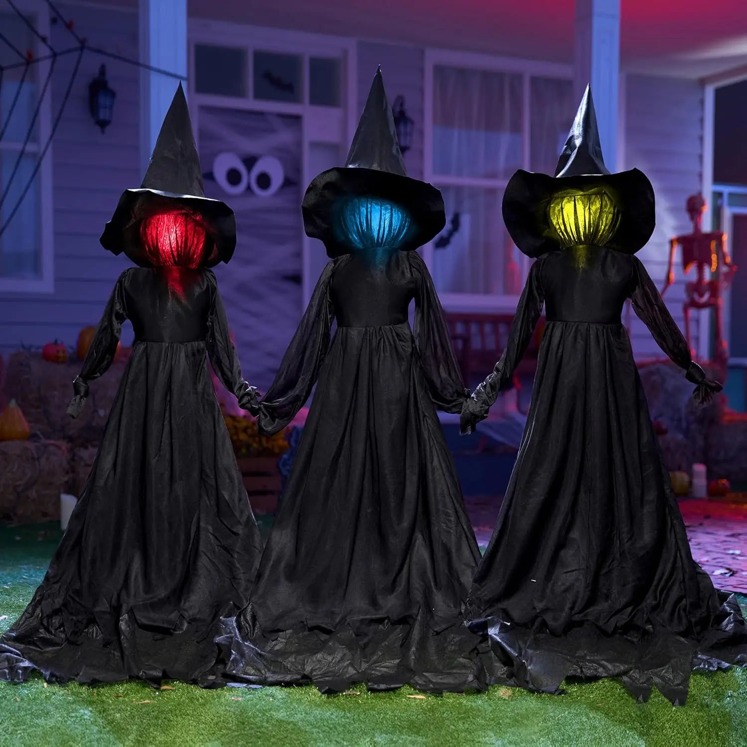 Light-Up Hand-Holding Witches | Sound-Activated Halloween Decor Halloween Decorations - The Eezee Shop