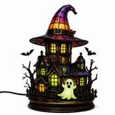 Gothic Cat & Bird Halloween Lamp | Acrylic Witch Hat Desk Light Lamps & Night Lights - The Eezee Shop
