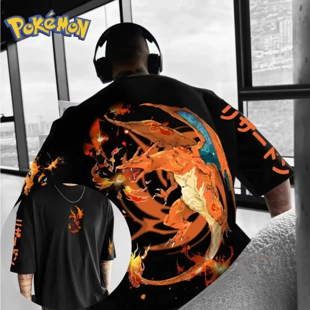 Pokémon Anime Peripheral Pikachu Double-sided Printed T-shirt 2026 Summer Kids Tee Outdoor Training and Fitness Men's Sportswear Anime Tshirts - The Eezee Shop