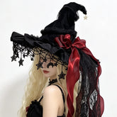 Lace Velvet Witch Hat with Moon Pendant | Halloween Costume Hat Hats & Beanies - The Eezee Shop