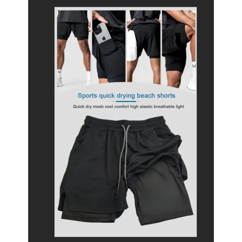 The Latest Dragon Ball GOKU Vegeta Anime Peripheral Double-layer Shorts American Men's Comfortable Sports Five-point Pants Performance shorts - The Eezee Shop