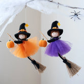 Pumpkin Girl Angel Doll | Halloween Witch Broom Hanging Decor Halloween Decorations - The Eezee Shop