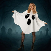 White Ghost Poncho Cloak | Black Eye Trick-or-Treat Costume Halloween Costumes - The Eezee Shop