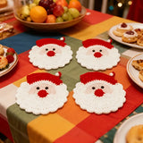 Crochet Santa Claus Coasters | Handmade Holiday Drink Coasters Party Supplies - The Eezee Shop