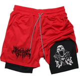 Y2K Skull 2-in-1 Gym Shorts | Men's Quick Dry Training Shorts Shorts - The Eezee Shop