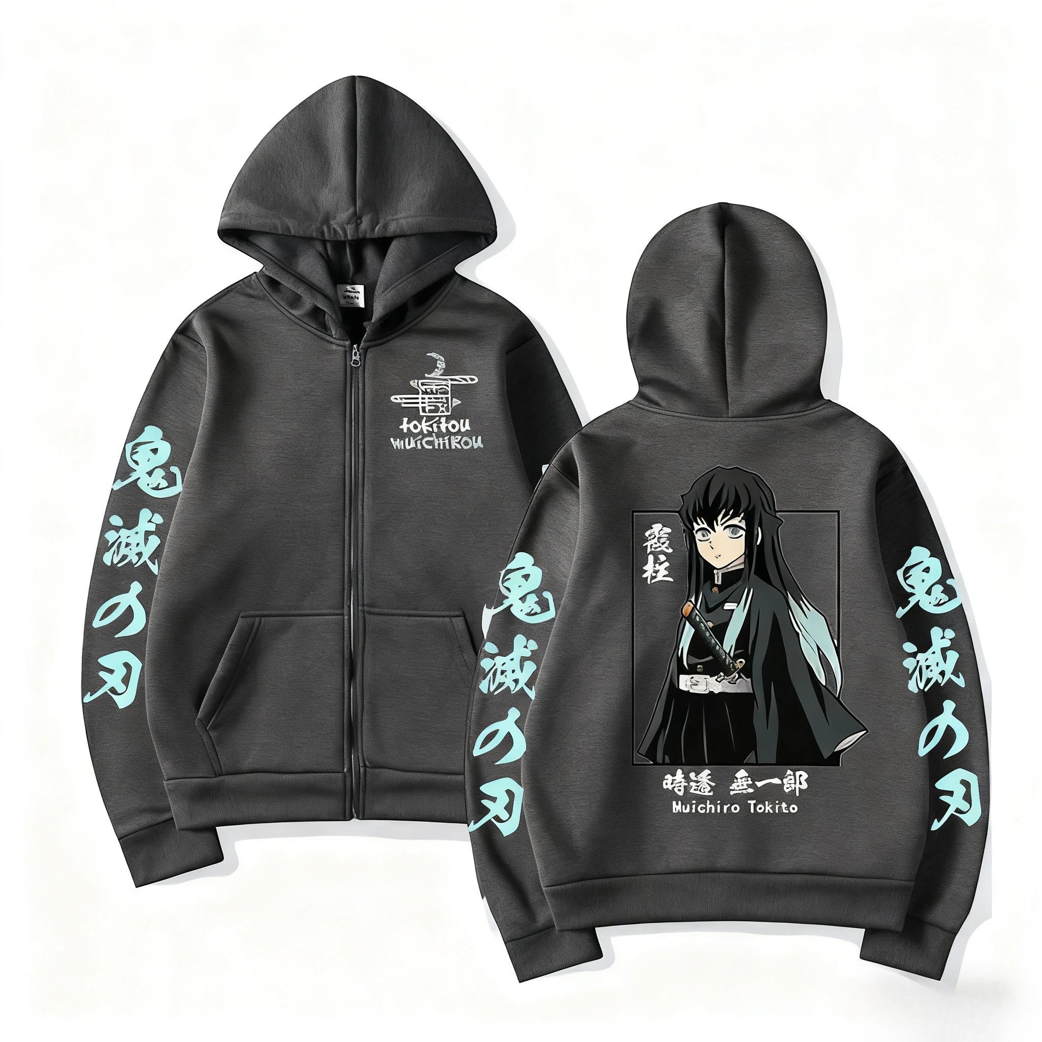 Muichiro Tokito Zip-Up Hoodie | Demon Slayer Streetwear Jacket Hoodies & Sweatshirts - The Eezee Shop