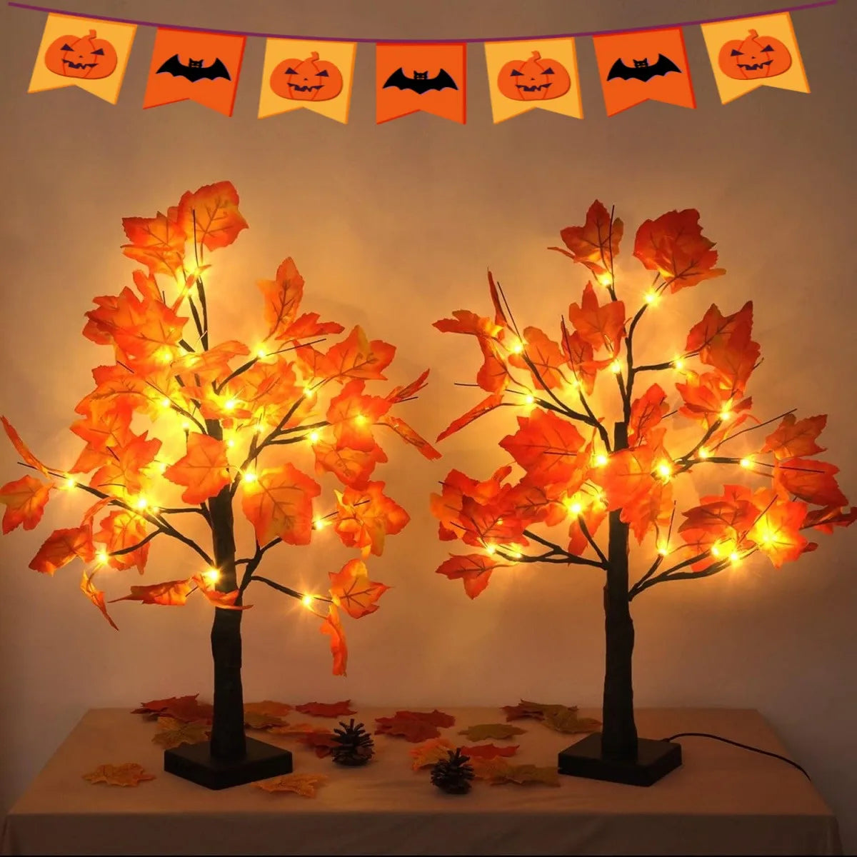 Black Birch Tree LED Lamp | 24-Light Halloween Table Tree Lamps & Night Lights - The Eezee Shop