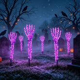 Solar Skeleton Hand Stake Lights | 2-Pack Purple LED Lawn Lights Halloween Lights - The Eezee Shop