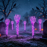 Solar Skeleton Hand Stake Lights | 2-Pack Purple LED Lawn Lights Halloween Lights - The Eezee Shop