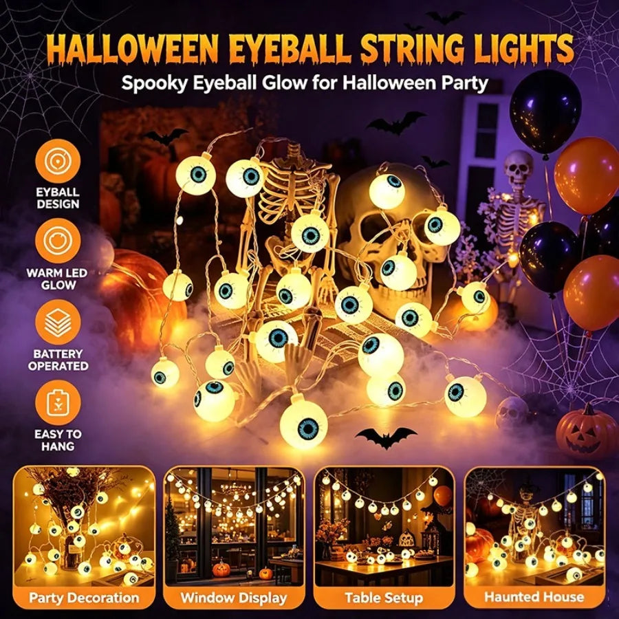 Eyeball LED String Lights | Battery Halloween Fairy Lights Halloween Lights - The Eezee Shop