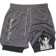 Men Performance Shorts Anime Attack On Titan Print Gym Shorts Summer Sports Fitness Workout Jogging Short Pants