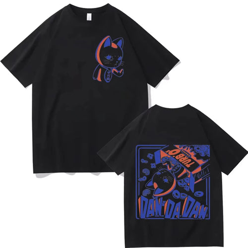 Funny Japan Anime Dandadan Turbo Grandma Cat Graphic T-shirt Fashion Cartoon Oversized Tee Men Women Vintage Casual Cotton Tops Anime Tshirts - The Eezee Shop
