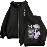 Killua Zoldyck Zip-Up Hoodie | Hunter x Hunter Fleece Jacket Hoodies & Sweatshirts - The Eezee Shop