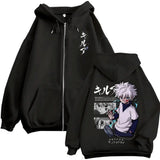 Killua Zoldyck Zip-Up Hoodie | Hunter x Hunter Fleece Jacket Hoodies & Sweatshirts - The Eezee Shop