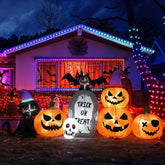 8ft Pumpkin Black Cat Tombstone Inflatable | LED Yard Decor Outdoor Halloween Decorations - The Eezee Shop