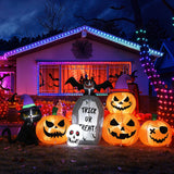 8ft Pumpkin Black Cat Tombstone Inflatable | LED Yard Decor Outdoor Halloween Decorations - The Eezee Shop