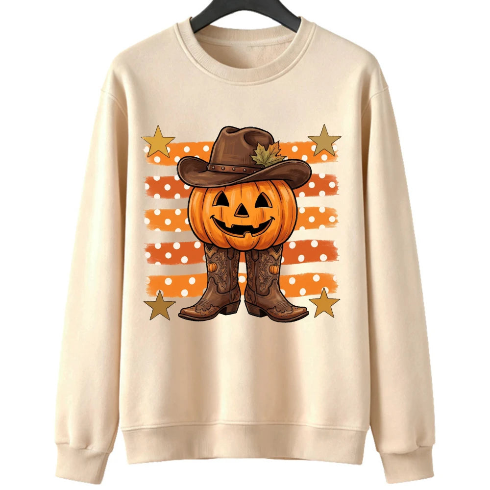 Cowboy Pumpkin Halloween Sweatshirt | Women's Cozy Fall Pullover Hoodies & Sweatshirts - The Eezee Shop