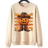 Cowboy Pumpkin Halloween Sweatshirt | Women's Cozy Fall Pullover Hoodies & Sweatshirts - The Eezee Shop