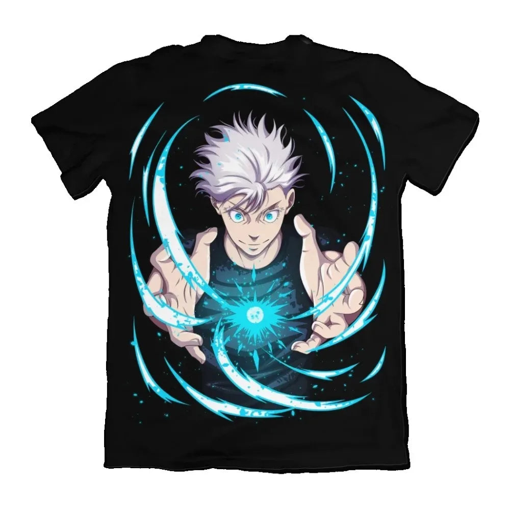 Jujutsu Kaisen Gojo Satoru Unisex Pure Cotton T-shirt 2026 Summer Hot Anime Print Round Neck Loose Family Short Sleeved Top Other - The Eezee Shop
