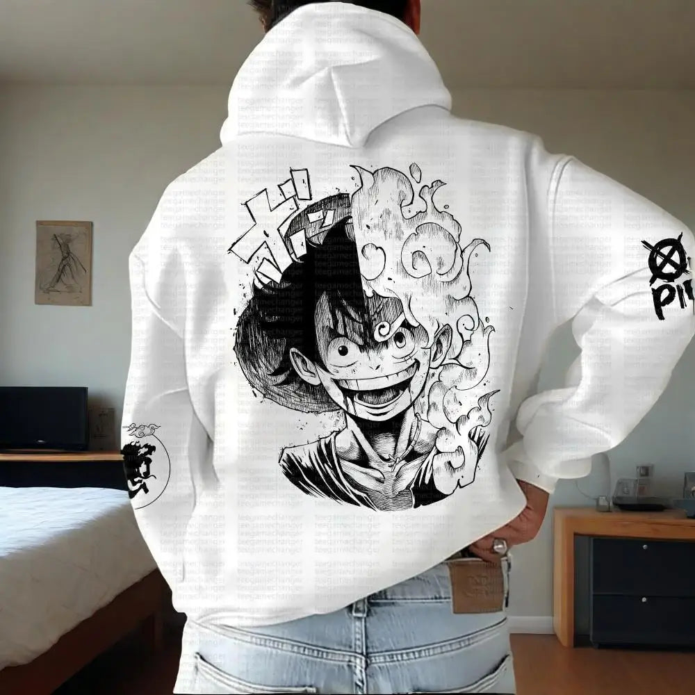 Luffy Print Hooded Sweater | One Piece Couples Hoodie Hoodies & Sweatshirts - The Eezee Shop