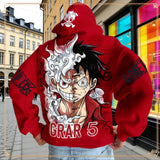 Luffy Gear 5 Hoodie & Pants Set | Red Cotton Tracksuit Outfit Sets - The Eezee Shop