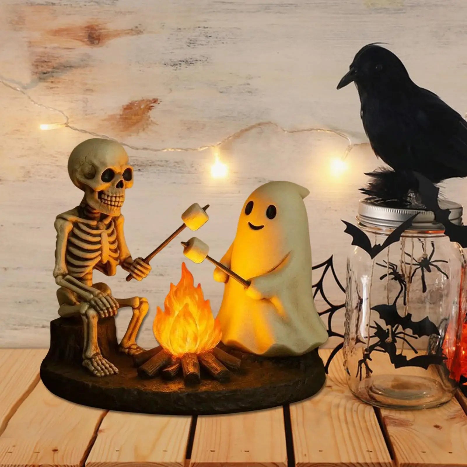 Skeleton & Ghost Campfire Night Lamp | Flickering Halloween Light Lamps & Night Lights - The Eezee Shop