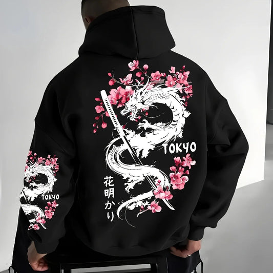 Dragon Cherry Hoodie Men's Printed Hooded Sweatshirt Hoodies Series - The Eezee Shop