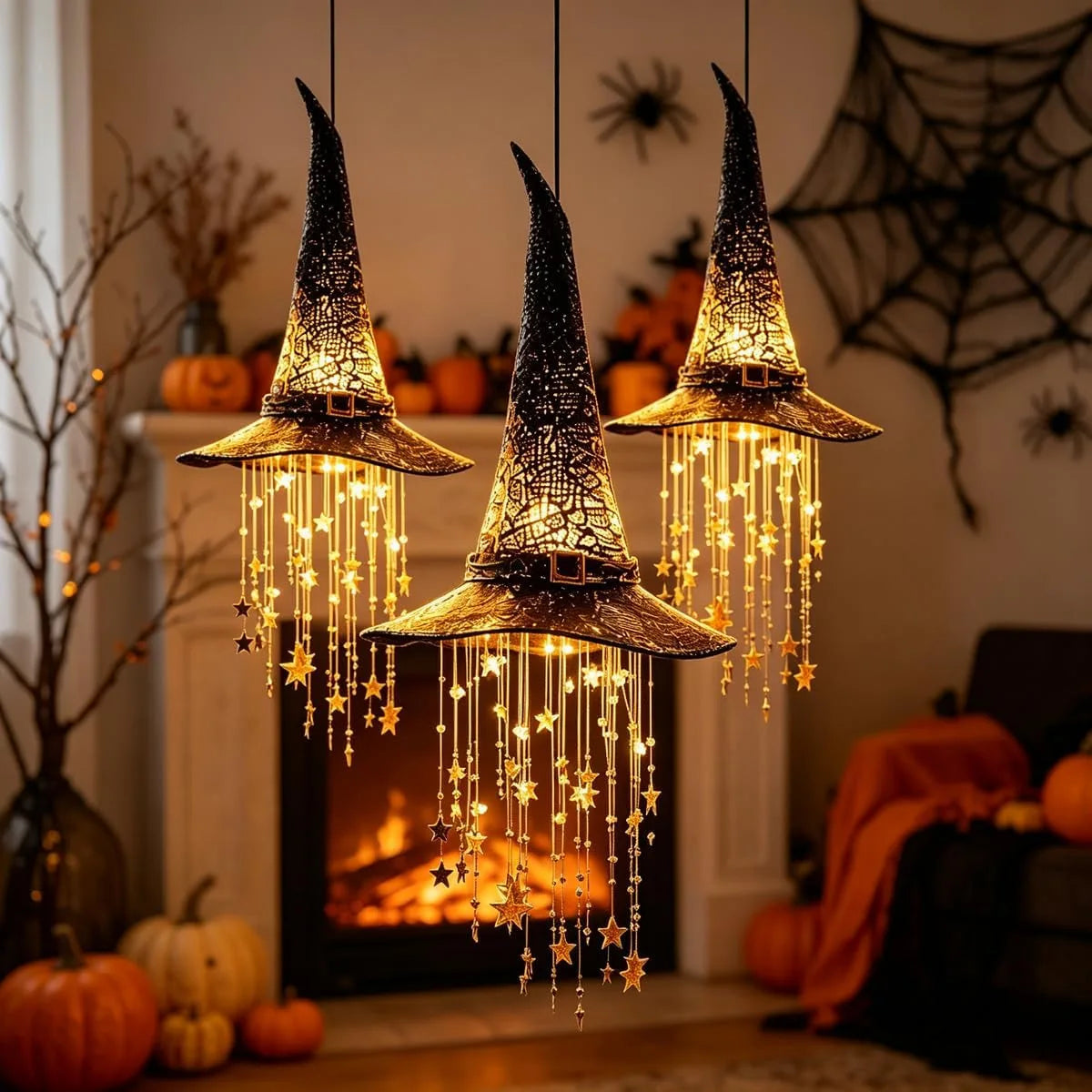 Lighted Witch Hat Hanging Chime | Glowing Halloween Ornament Halloween Lights - The Eezee Shop
