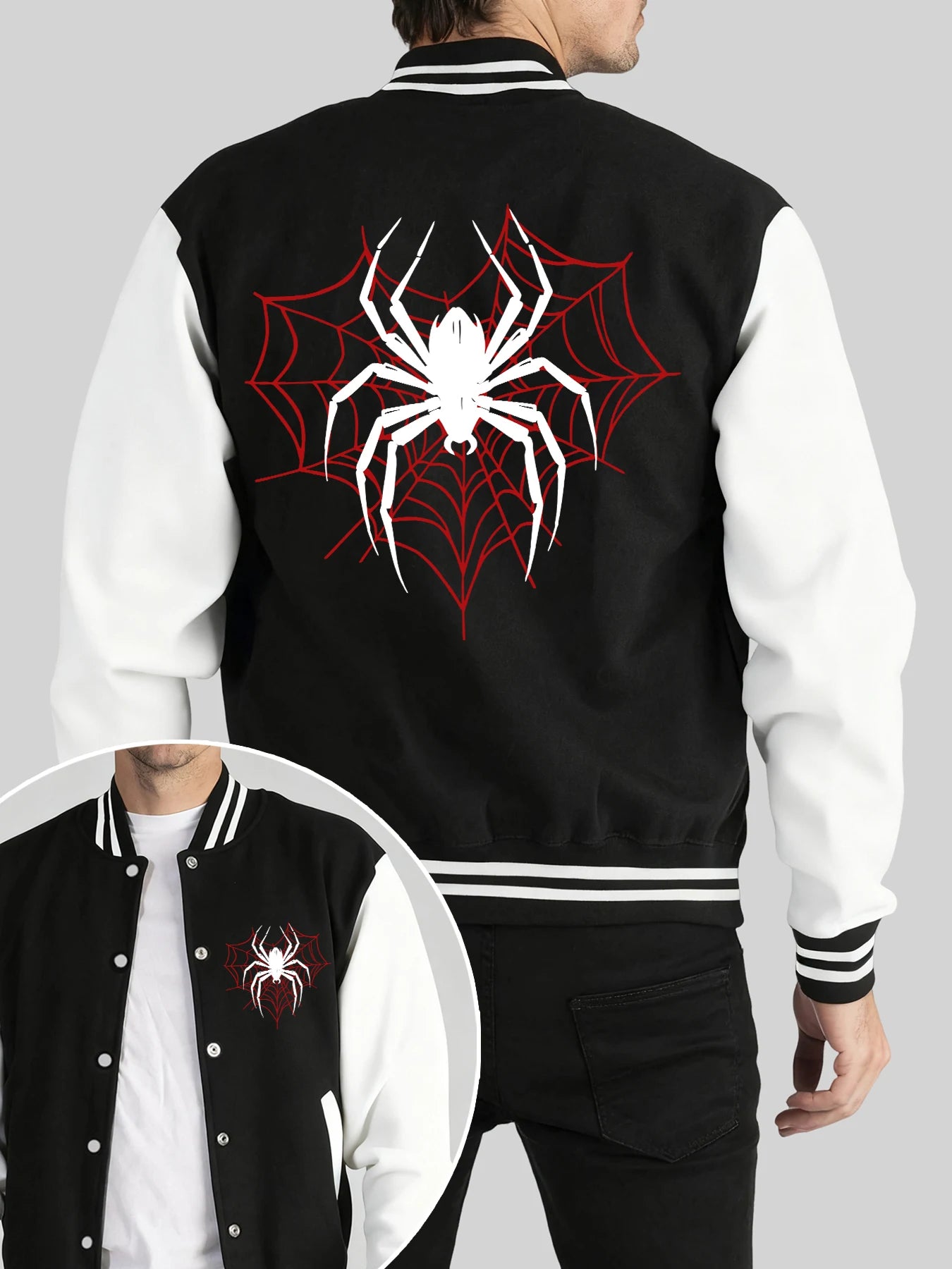 Spiders On The Spider Web Print Man Loose Coat Hip Hop Comfy Jackets Other - The Eezee Shop