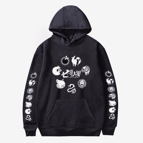 Hot Anime The Seven Deadly Sins Elizabeth Diane Ban King Logo Print Hooded Men Women Hoodies Manga Sweatshirt Harajuku Pullover Hoodies Series - The Eezee Shop