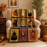 Nine-Grid Halloween Flannel Throw | Cozy Fuzzy Blanket Throw Blankets - The Eezee Shop