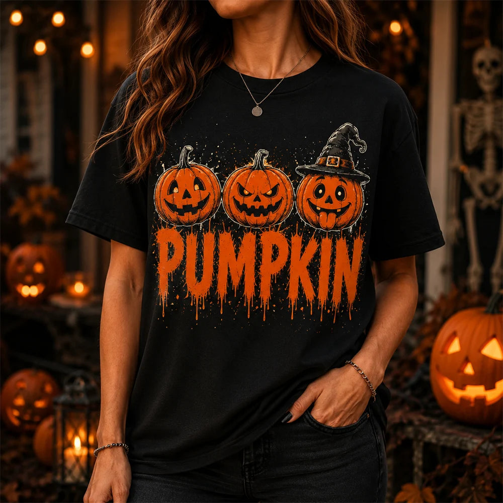 Jack-O-Lantern Graphic T-Shirt | Unisex Black Halloween Tee Graphic Tees - The Eezee Shop