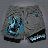Pokemon 2-in-1 Sport Shorts | Unisex Double-Layer Gym Shorts Shorts - The Eezee Shop