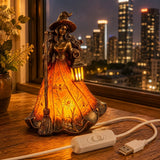 Witch Lantern Resin Night Light | Gothic Halloween Lamp with Broom Lamps & Night Lights - The Eezee Shop