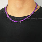 Lightning Pendant Tennis Necklace | Purple Iced Out CZ Chain Jewelry - The Eezee Shop
