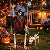 36" Posable Skeleton & Dog Set | Western Cowboy Halloween Decor Outdoor Halloween Decorations - The Eezee Shop