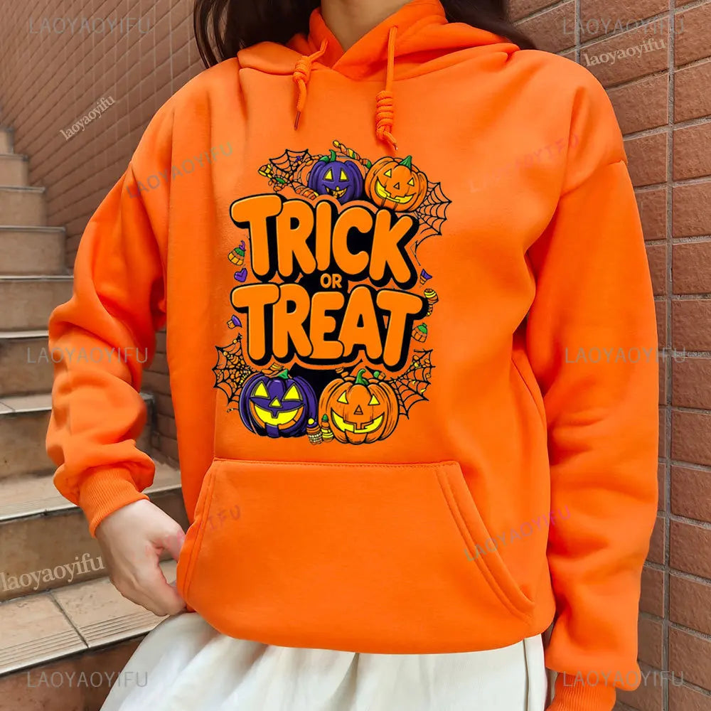 Trick or Treat Bat & Pumpkin Hoodie | Women's Halloween Pullover Hoodies & Sweatshirts - The Eezee Shop