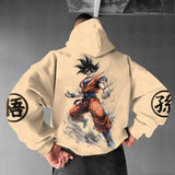 Goku Khaki Hoodie | Dragon Ball Kanji Sleeve Pullover Hoodies & Sweatshirts - The Eezee Shop