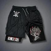 One Piece Luffy Double-Layer Shorts | Anime Gym Shorts Shorts - The Eezee Shop